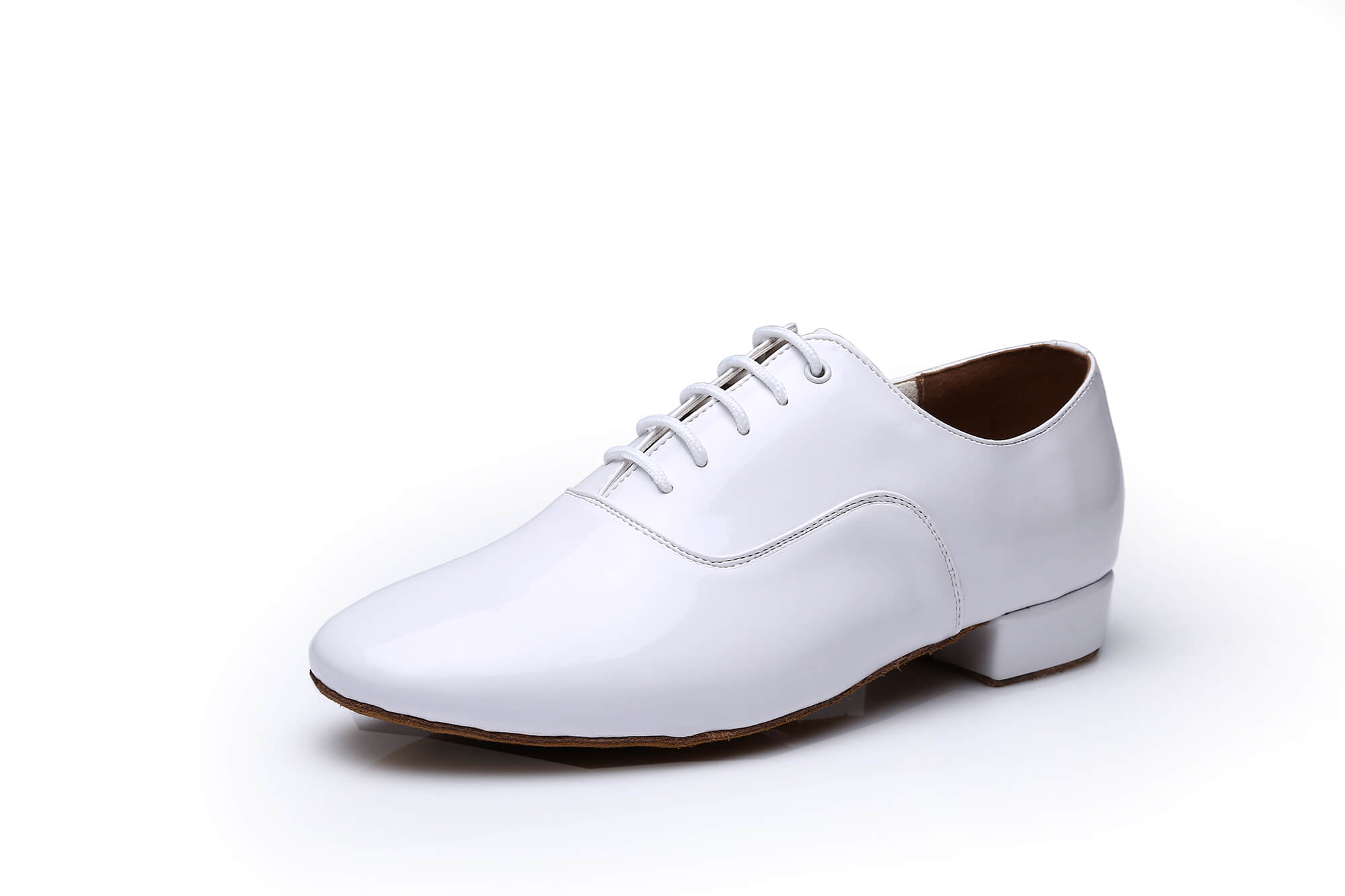 Men's Patent White Latin Lace-up Dance Shoes - Garzah Activewear